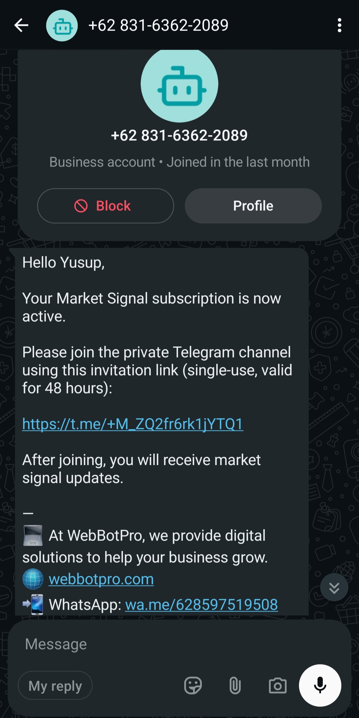 WhatsApp Market Signal